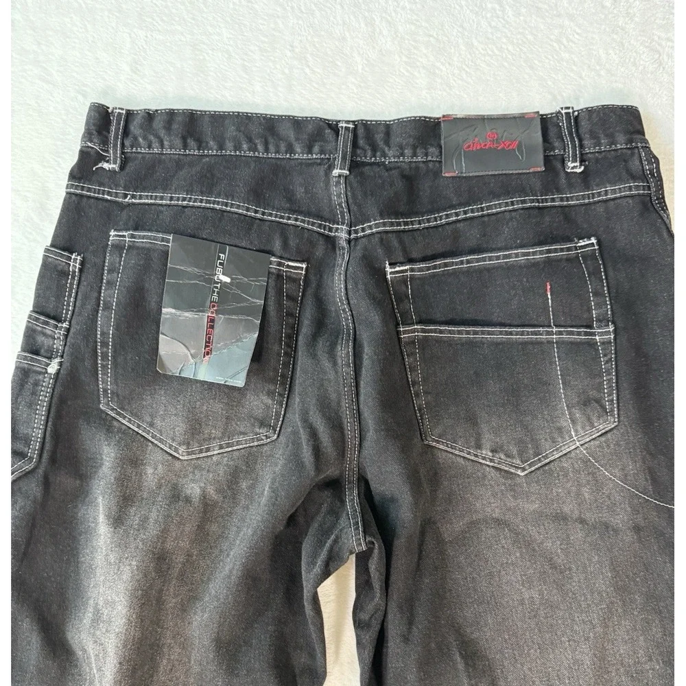 Vintage FUBU Collection Jeans Mens **42** Black Denim Baggy Carpenter‎ Hip Hop